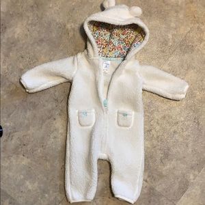 Infant girls fleece one piece outfit